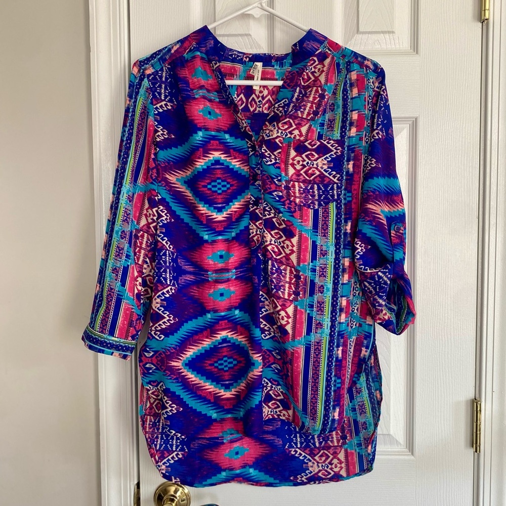 LIVE 4 TRUTH VIBRANT BOHO BUTTON FRONT BLOUSE